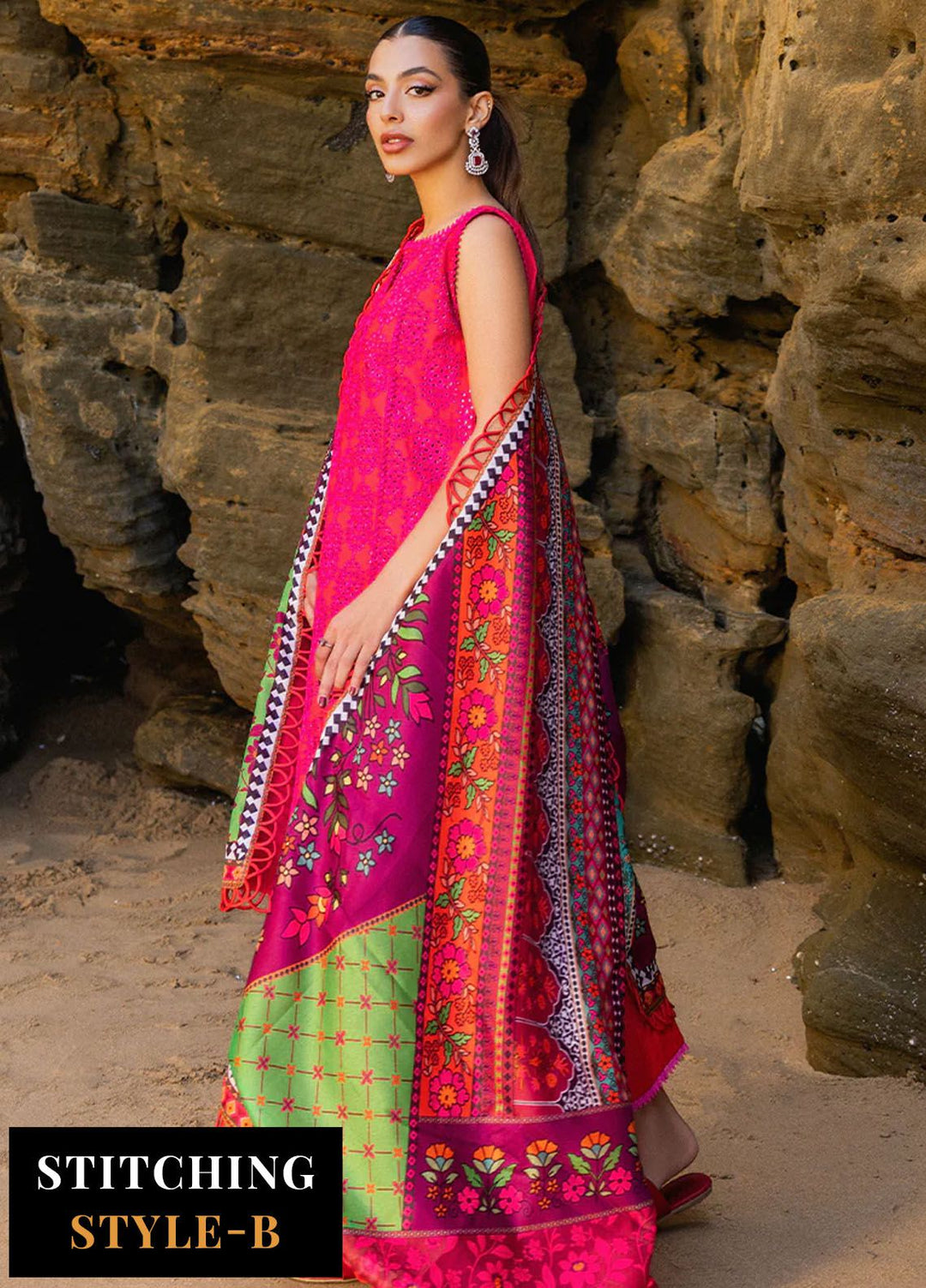 Zainab Chottani Chikankari Lawn Suits Unstitched 3 Piece ZC24CL D-6A Laali - Summer Collection