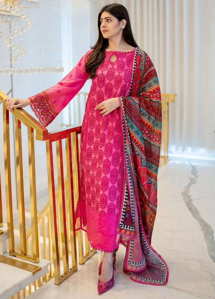 Zainab Chottani Chikankari Lawn Suits Unstitched 3 Piece ZC24CL D-6A Laali - Summer Collection