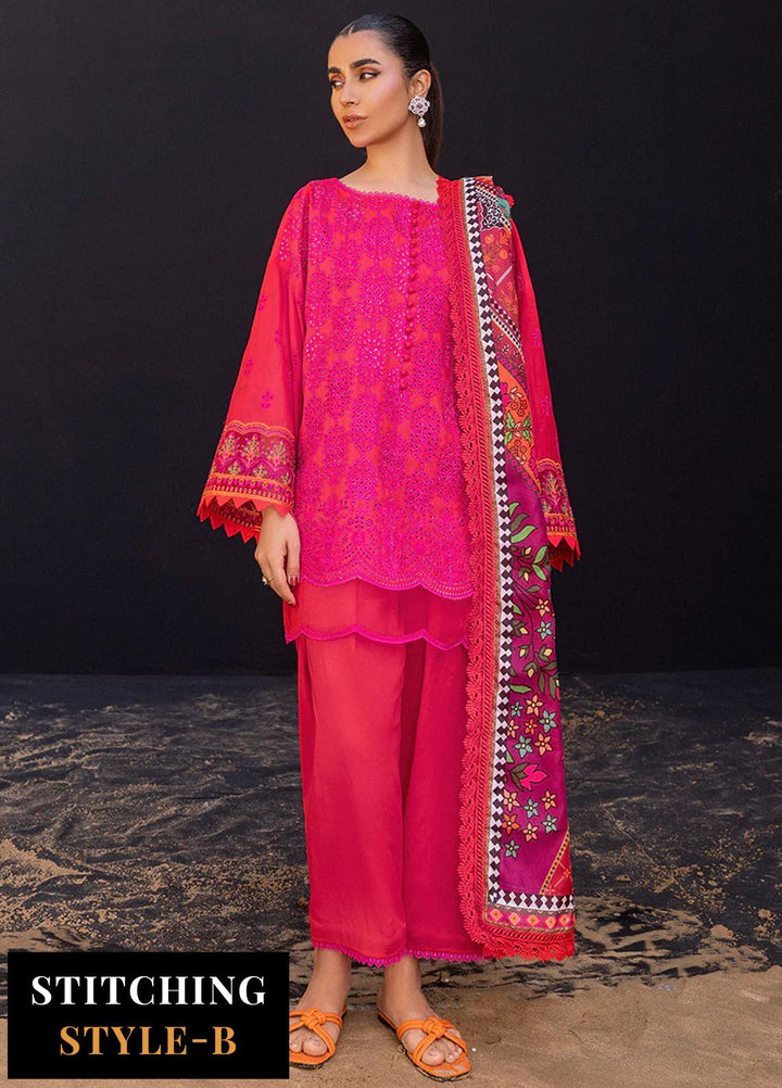 Zainab Chottani Chikankari Lawn Suits Unstitched 3 Piece ZC24CL D-6B Laali - Summer Collection