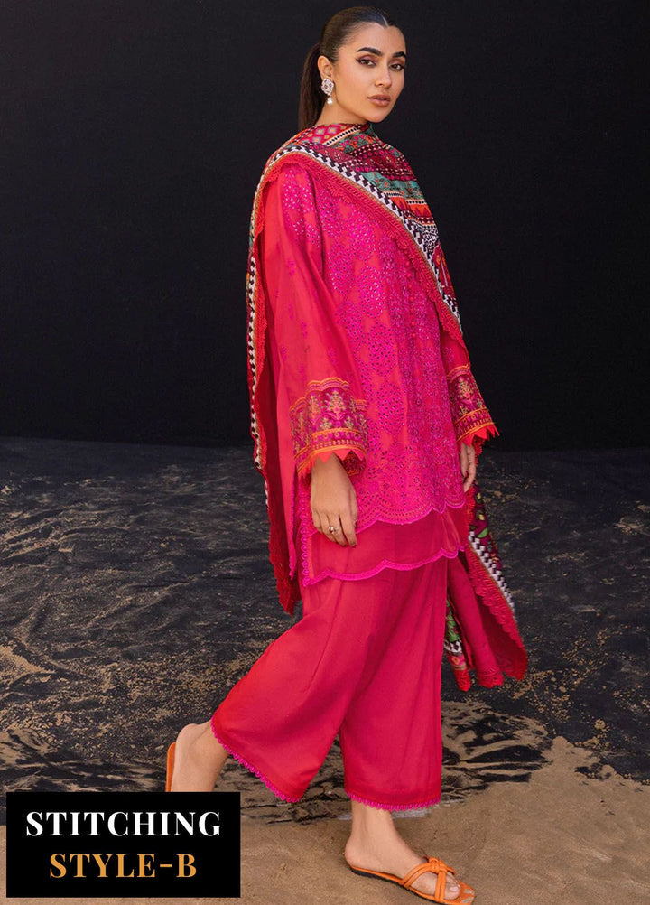 Zainab Chottani Chikankari Lawn Suits Unstitched 3 Piece ZC24CL D-6B Laali - Summer Collection