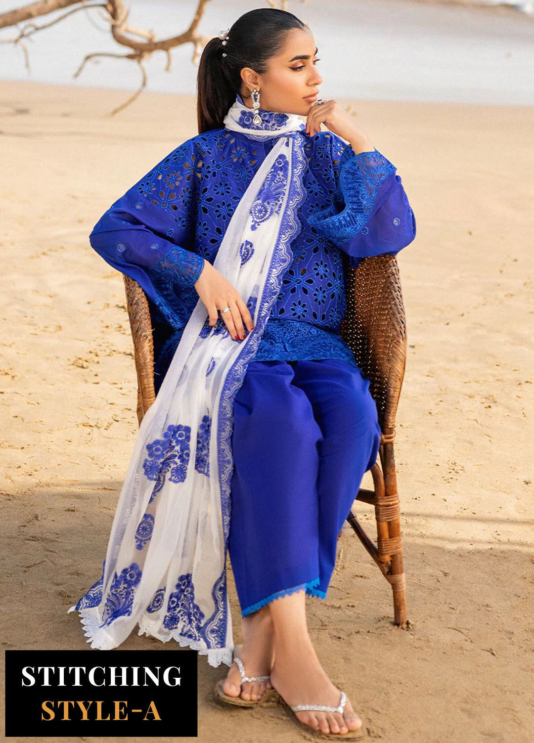Zainab Chottani Chikankari Lawn Suits Unstitched 3 Piece ZC24CL D-7A Motia - Summer Collection