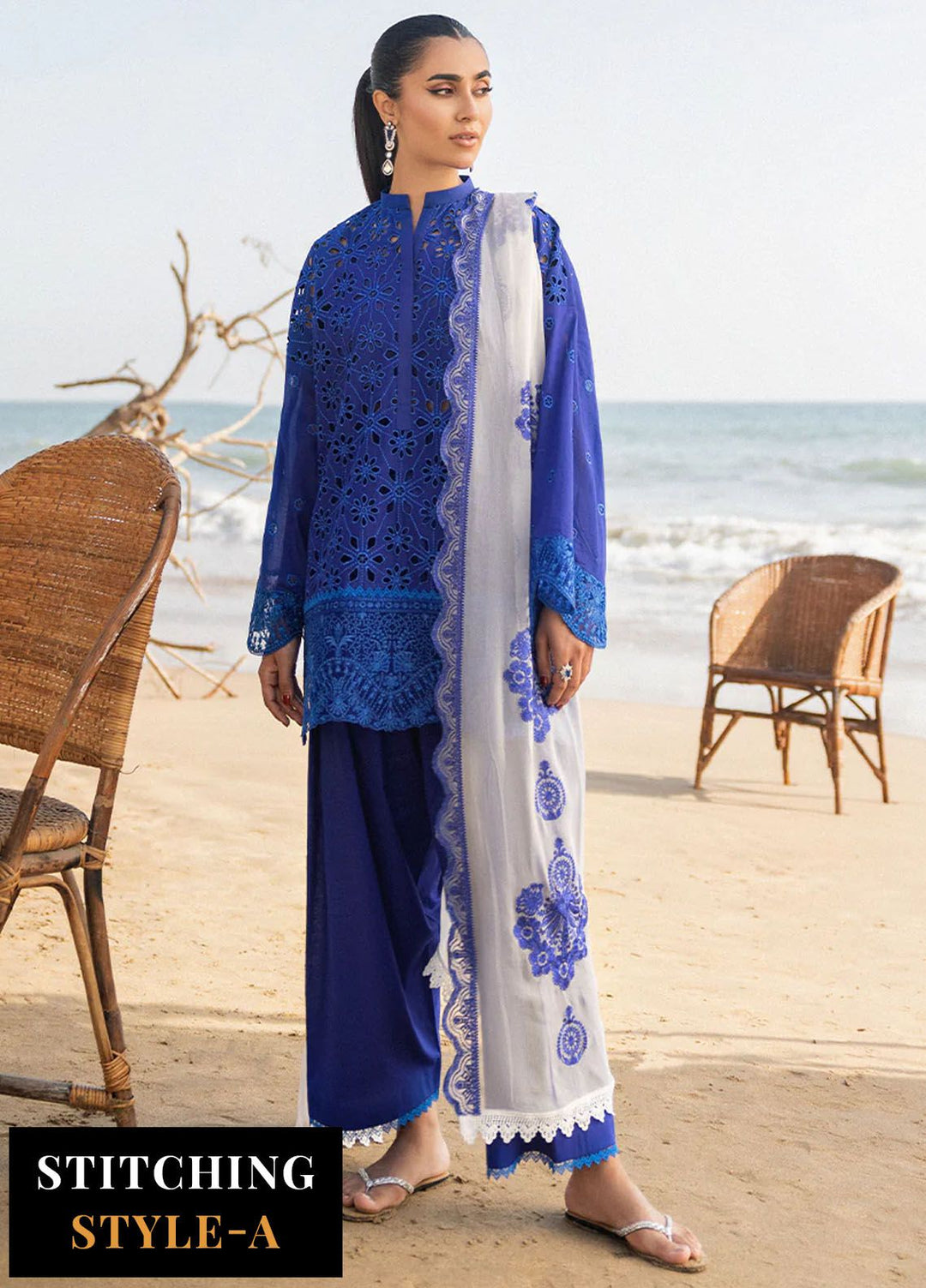 Zainab Chottani Chikankari Lawn Suits Unstitched 3 Piece ZC24CL D-7A Motia - Summer Collection