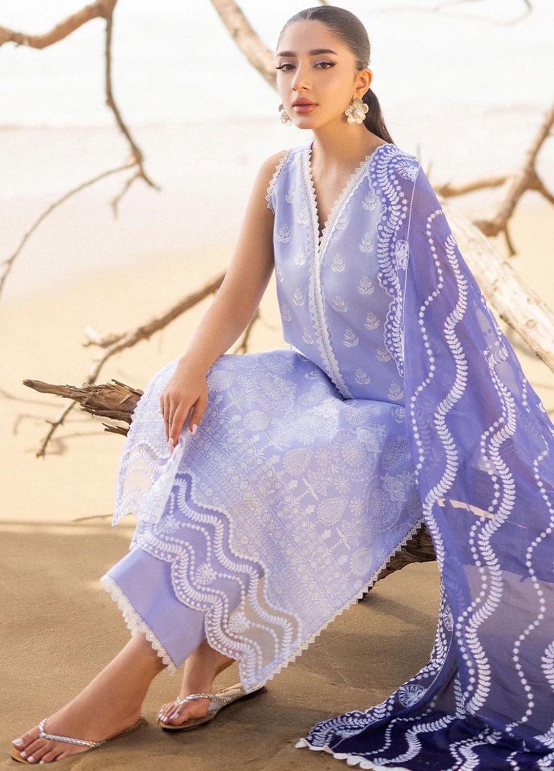 Zainab Chottani Chikankari Lawn Suits Unstitched 3 Piece ZC24CL D-8A Amyra - Summer Collection