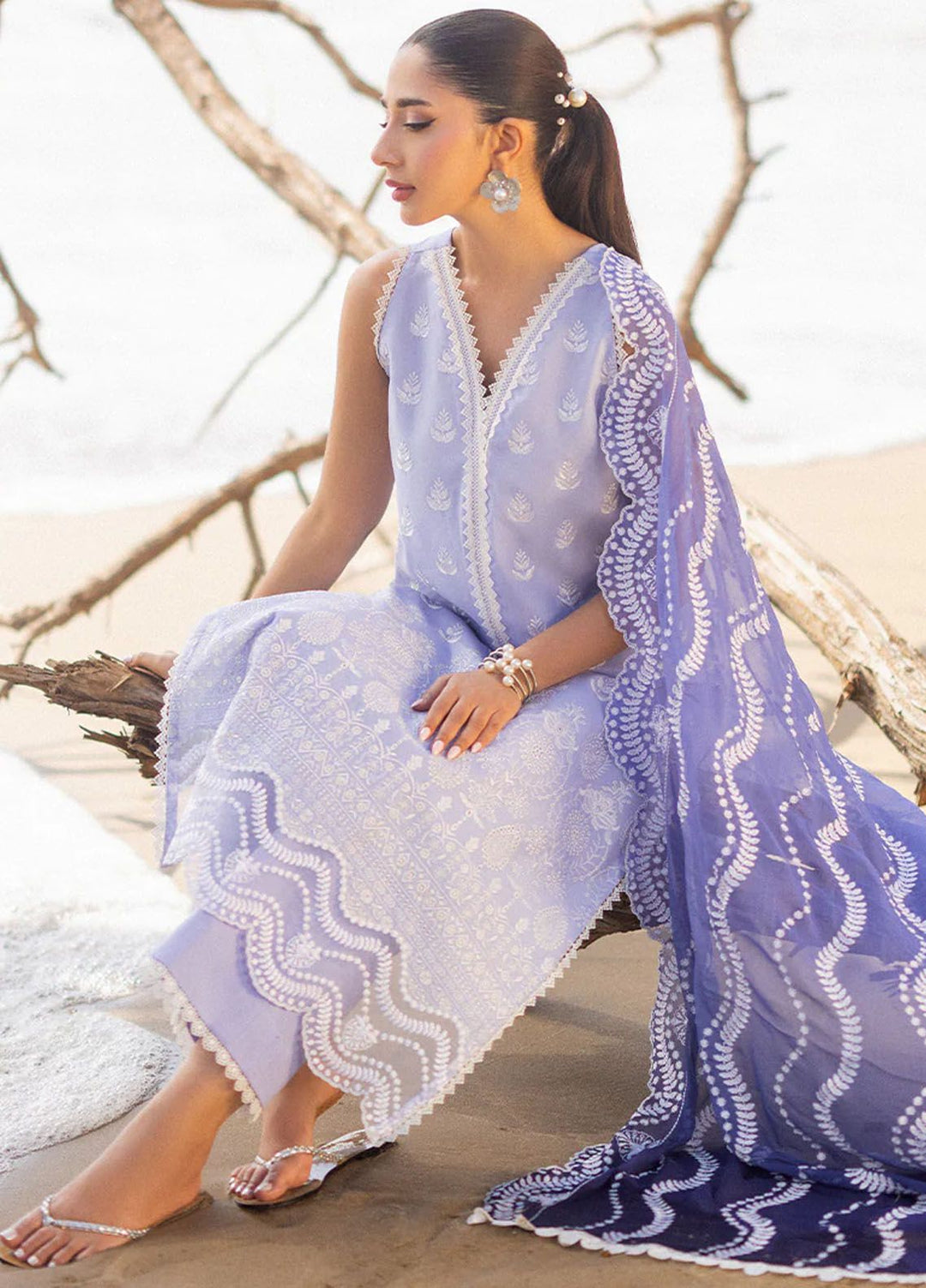 Zainab Chottani Chikankari Lawn Suits Unstitched 3 Piece ZC24CL D-8A Amyra - Summer Collection