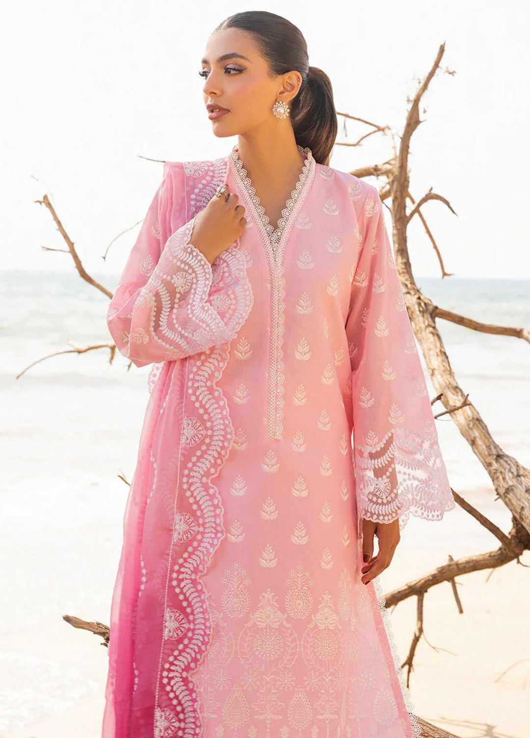 Zainab Chottani Chikankari Lawn Suits Unstitched 3 Piece ZC24CL D-8B Amyra - Summer Collection