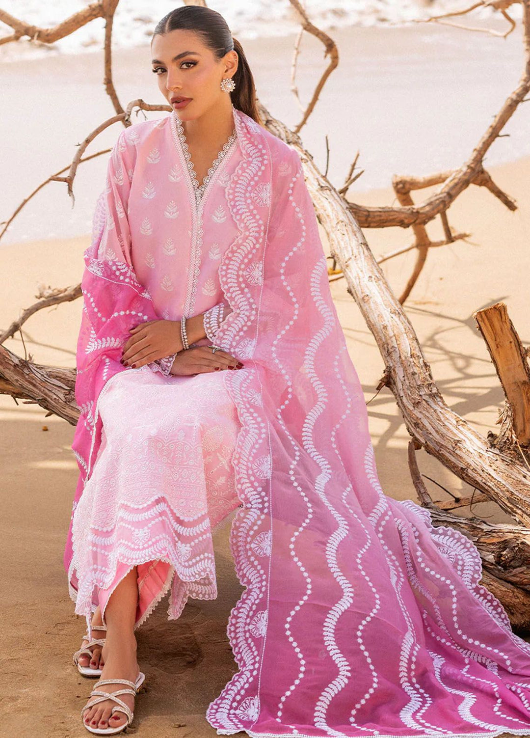 Zainab Chottani Chikankari Lawn Suits Unstitched 3 Piece ZC24CL D-8B Amyra - Summer Collection