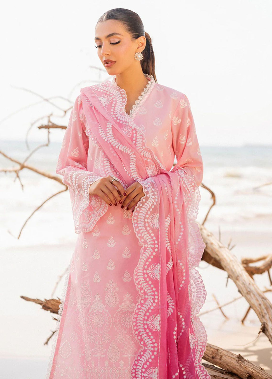 Zainab Chottani Chikankari Lawn Suits Unstitched 3 Piece ZC24CL D-8B Amyra - Summer Collection