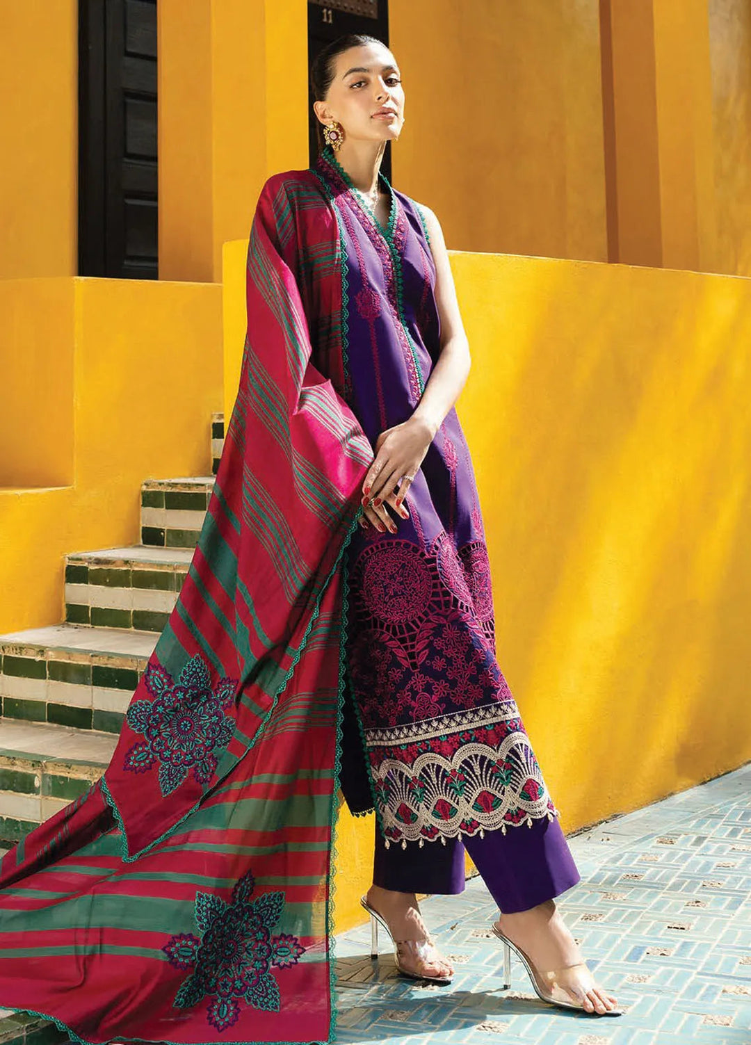 Zainab Chottani Embroidered Chikankari Suits Unstitched 3 Piece ZC25CH D1B Zynah - Summer Collection