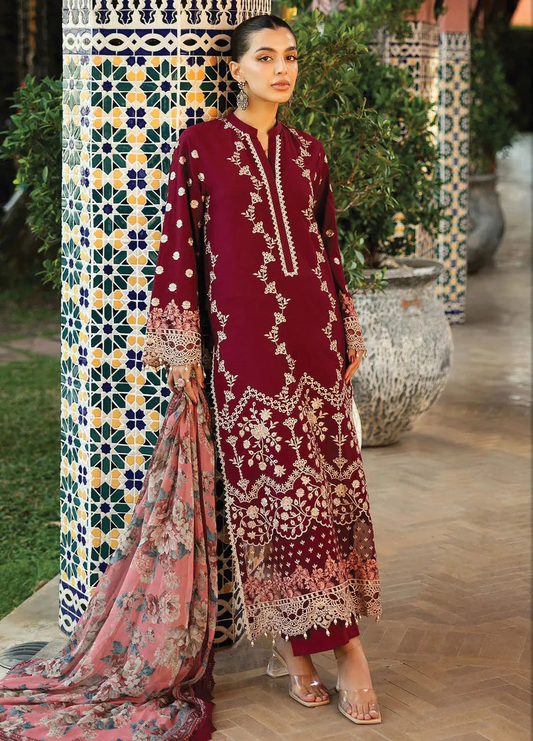 Zainab Chottani Embroidered Chikankari Suits Unstitched 3 Piece ZC25CH D2B Izrah - Summer Collection