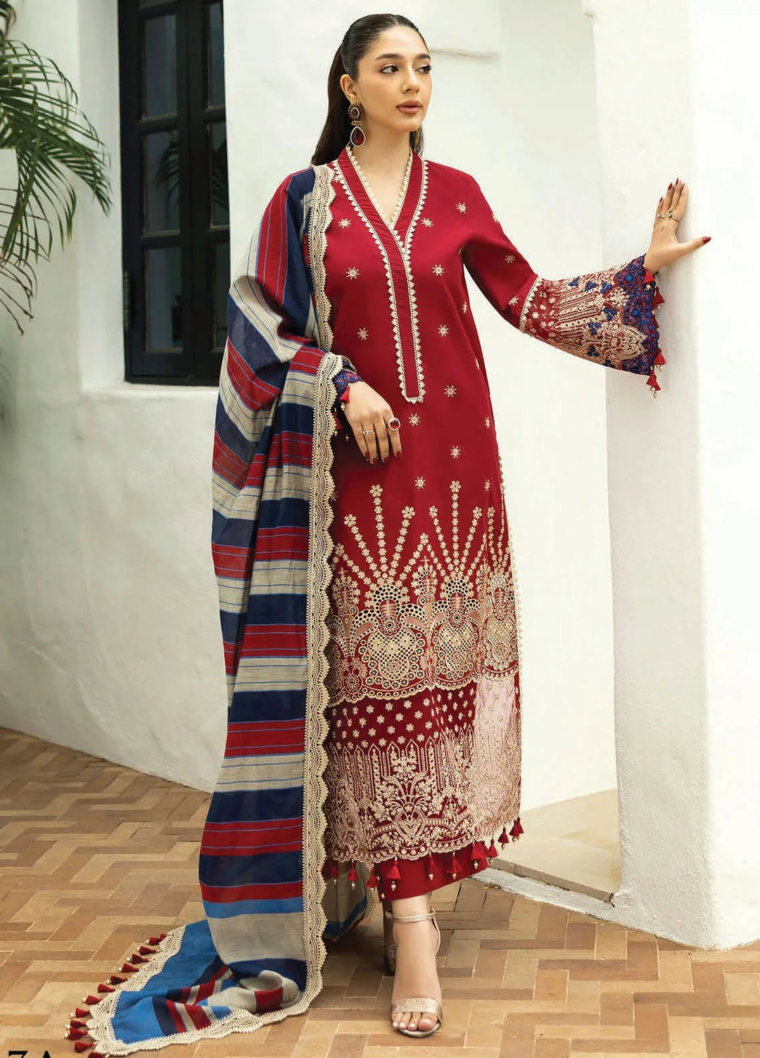 Zainab Chottani Embroidered Chikankari Suits Unstitched 3 Piece ZC25CH D3A Elma - Summer Collection