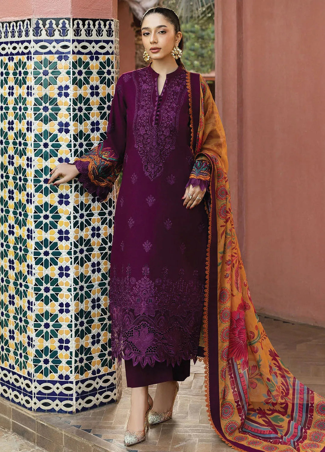 Zainab Chottani Embroidered Chikankari Suits Unstitched 3 Piece ZC25CH D6B Nia - Summer Collection