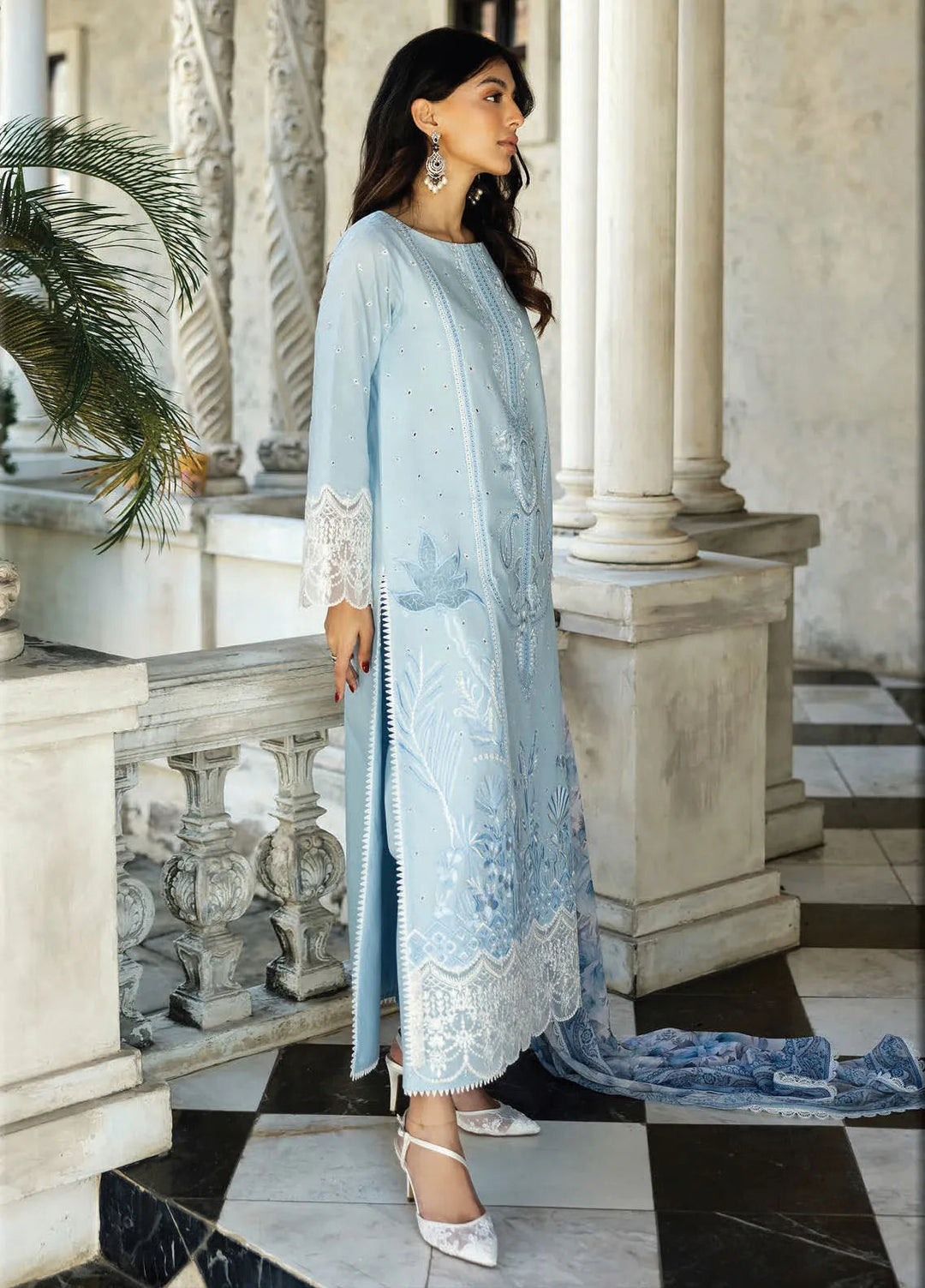 Zainab Chottani Embroidered Chikankari Suits Unstitched 3 Piece ZC25CH D7B Liyah - Summer Collection