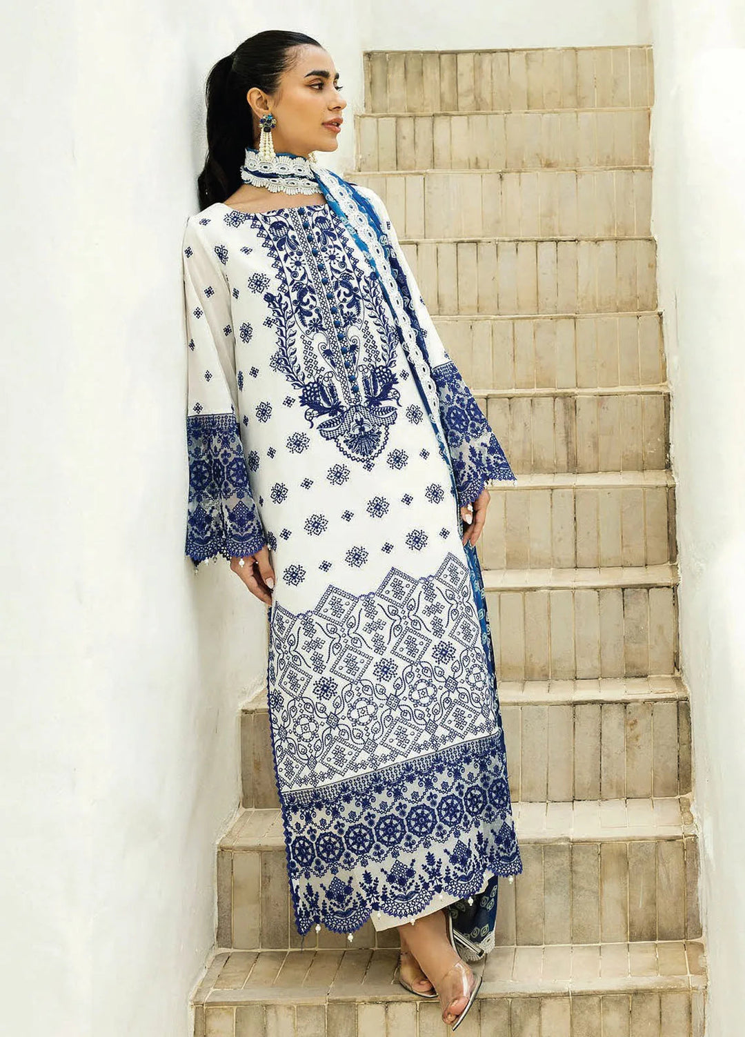 Minor Defect - Zainab Chottani Embroidered Chikankari Suits Unstitched 3 Piece ZC25CH D8A Reem - Summer Collection