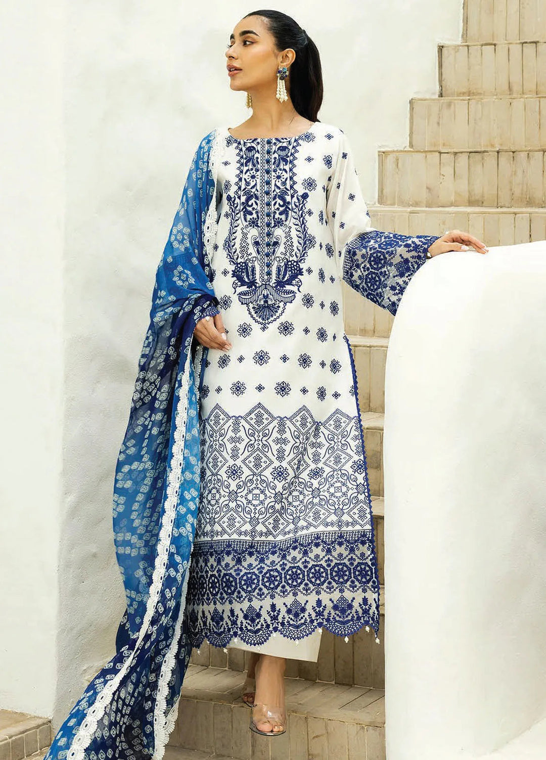 Minor Defect - Zainab Chottani Embroidered Chikankari Suits Unstitched 3 Piece ZC25CH D8A Reem - Summer Collection