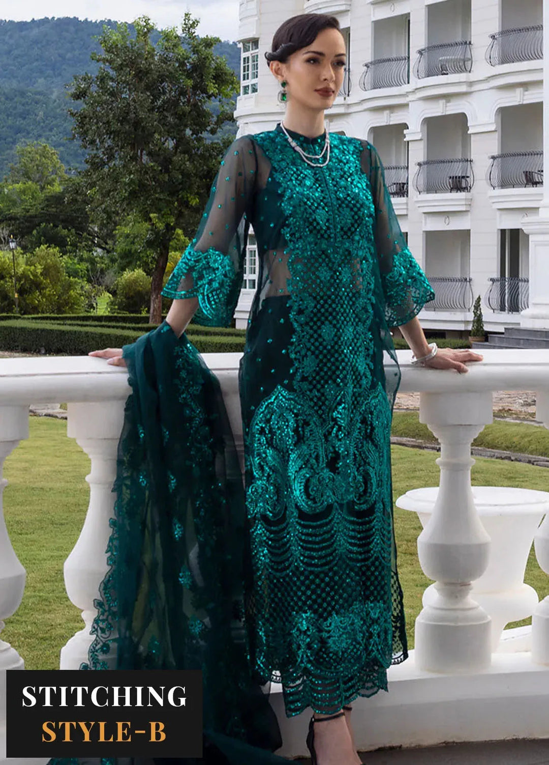 Zainab Chottani Embroidered Organza Suits Unstitched 3 Piece ZC24WF D-01 Zeina - Wedding Collection