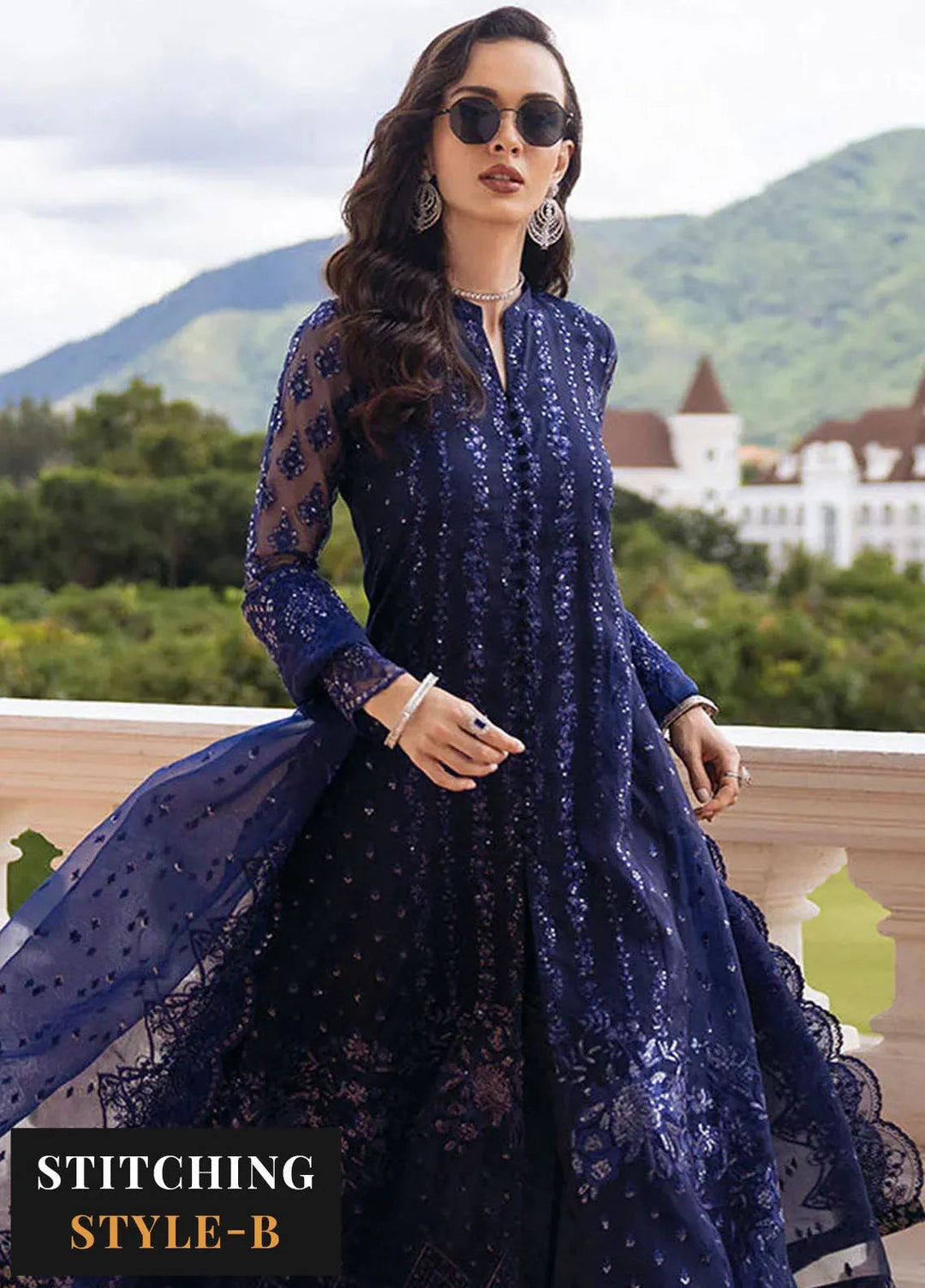 Zainab Chottani Embroidered Organza Suits Unstitched 3 Piece ZC24WF D-02 Eclat - Wedding Collection