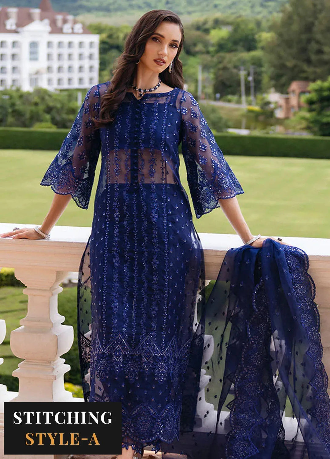 Zainab Chottani Embroidered Organza Suits Unstitched 3 Piece ZC24WF D-02 Eclat - Wedding Collection