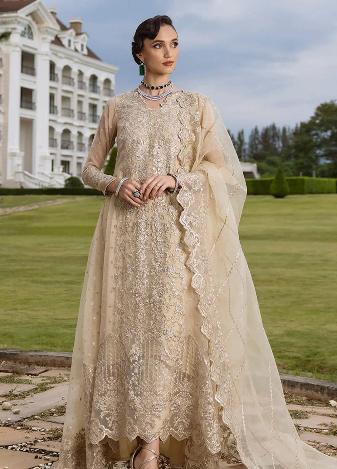 Zainab Chottani Embroidered Organza Suits Unstitched 3 Piece ZC24WF D-04 Ivana - Wedding Collection