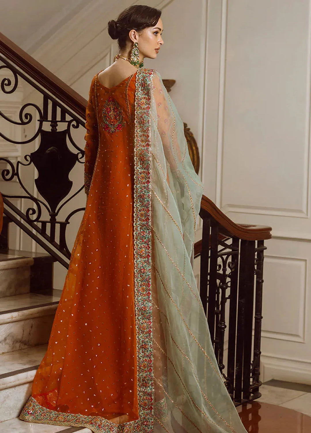 Zainab Chottani Embroidered Organza Suits Unstitched 3 Piece ZC24WF D-07 Ombre - Wedding Collection