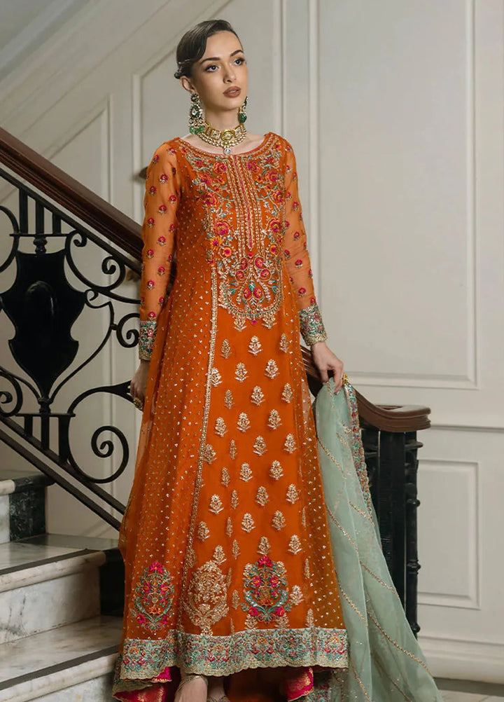 Zainab Chottani Embroidered Organza Suits Unstitched 3 Piece ZC24WF D-07 Ombre - Wedding Collection
