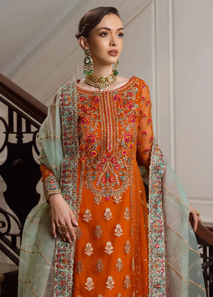 Zainab Chottani Embroidered Organza Suits Unstitched 3 Piece ZC24WF D-07 Ombre - Wedding Collection