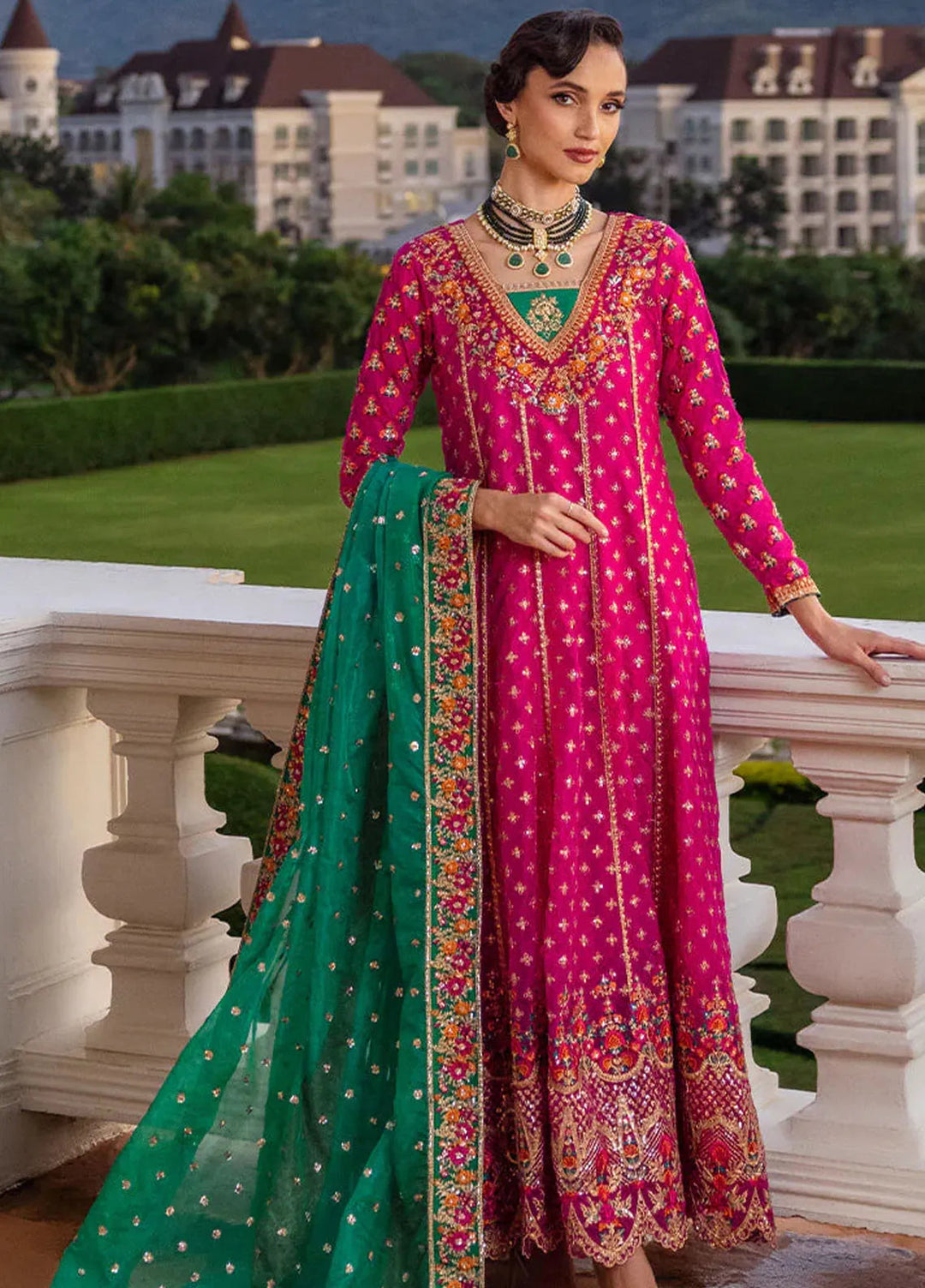 Zainab Chottani Embroidered Organza Suits Unstitched 3 Piece ZC24WF D-08 Jardin - Wedding Collection