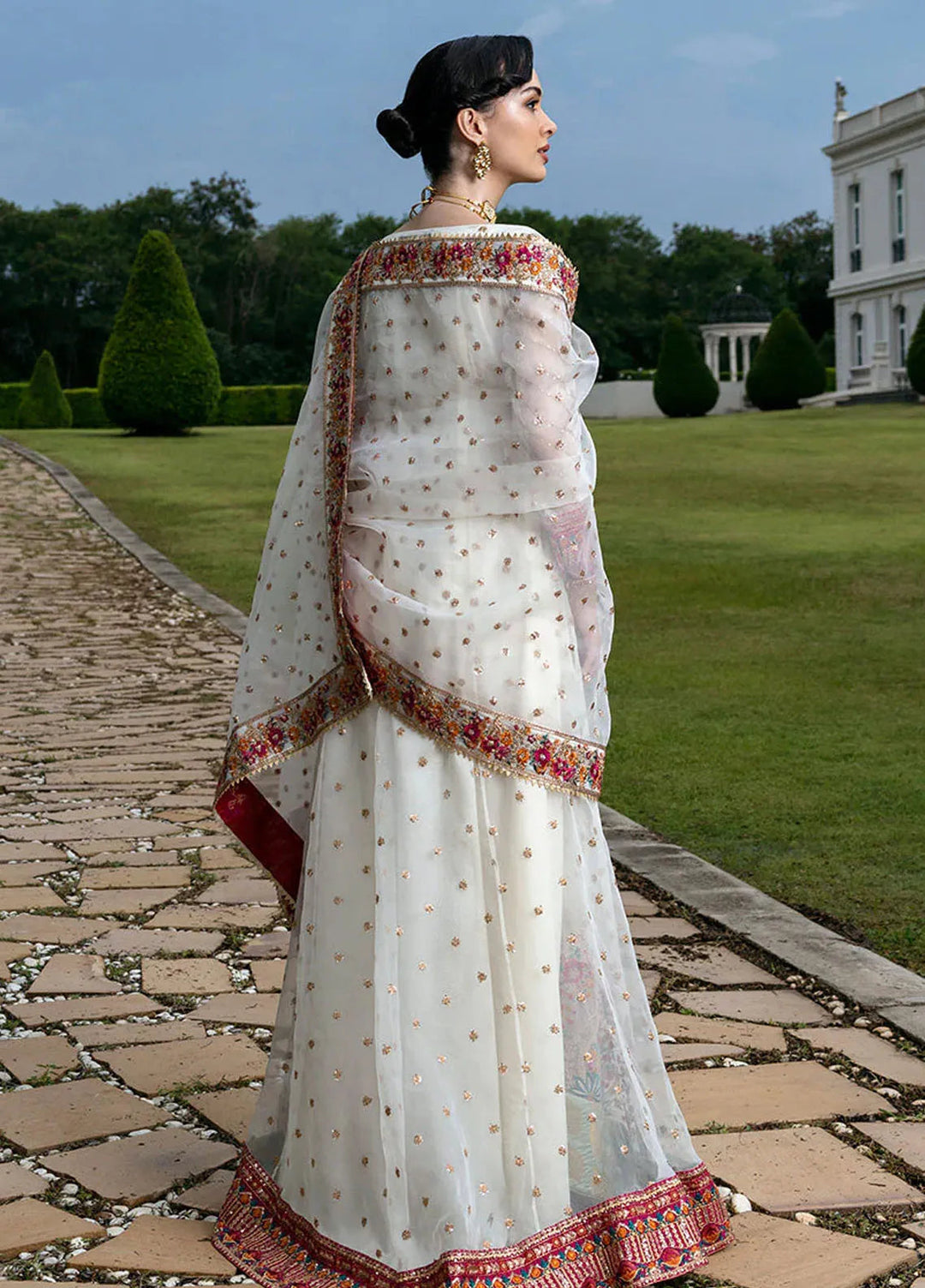 Zainab Chottani Embroidered Organza Suits Unstitched 3 Piece ZC24WF D-10 Tresor - Wedding Collection