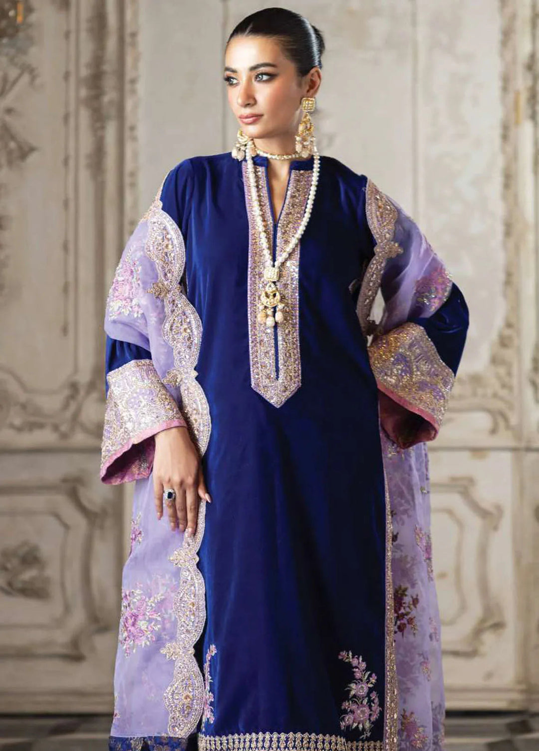 Zainab Chottani Embroidered Suit Unstitched 3 Piece ZC24V D-02 Sifra - Formal Collection