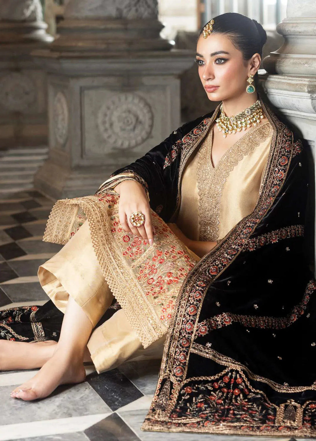 Zainab Chottani Embroidered Suit Unstitched 3 Piece ZC24V D-04 Minha - Formal Collection