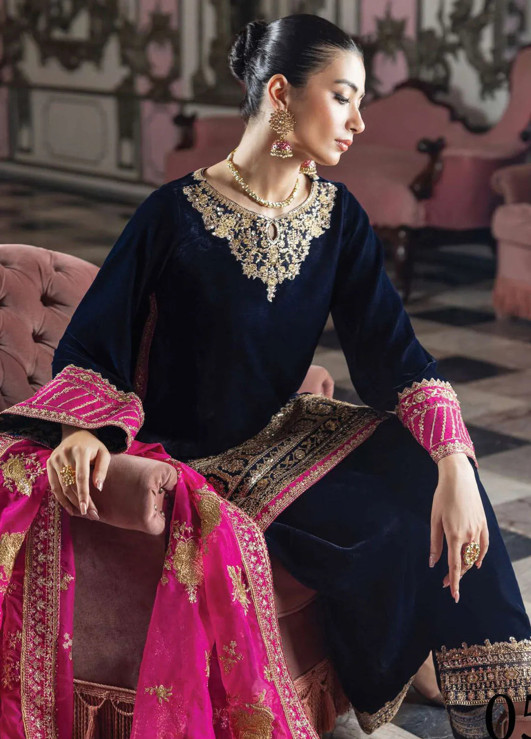 Zainab Chottani Embroidered Suit Unstitched 3 Piece ZC24V D-05 Tara - Formal Collection