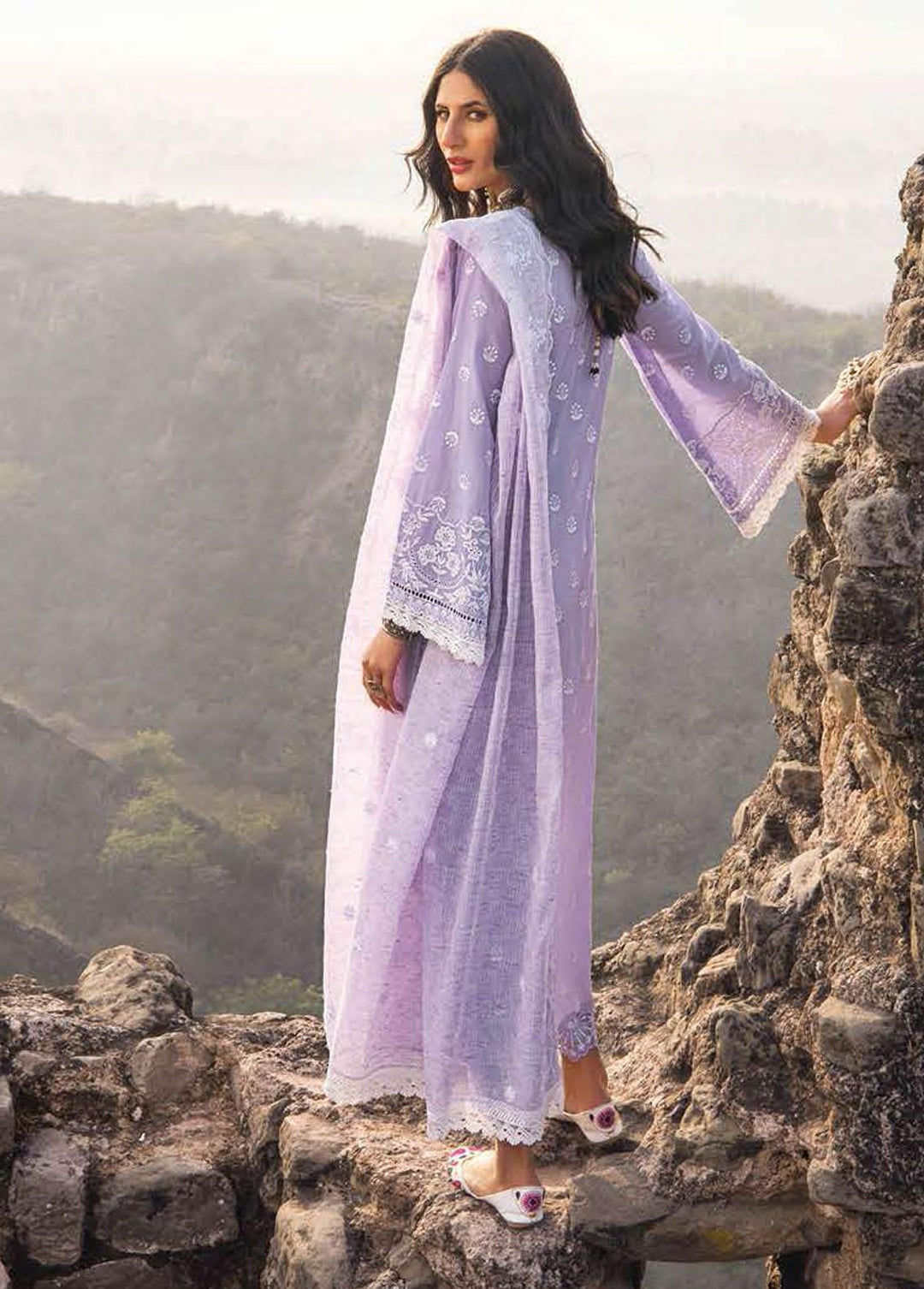 Zainab Chottani Embroidered Chikankari Suits Unstitched 3 Piece ZC22CK Aabroo 4B - Luxury Collection