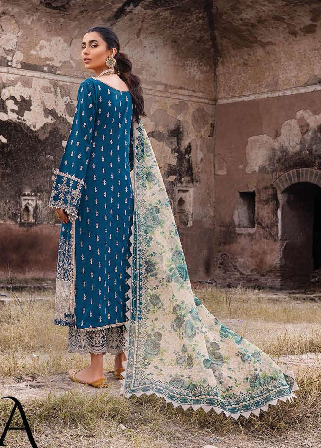 Zainab Chottani Embroidered Chikankari Suits Unstitched 3 Piece ZC22CK Azal 1A - Luxury Collection