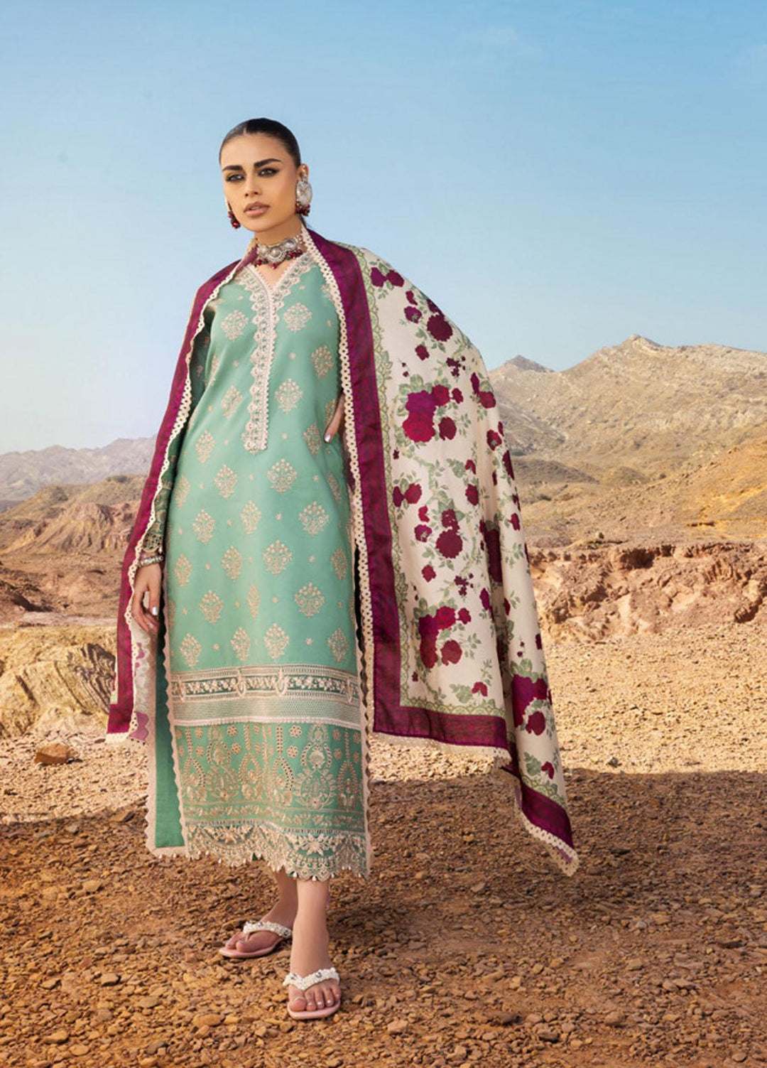 Zainab Chottani Embroidered Lawn Suits Unstitched 3 Piece ZARRA TUNN ZC23CHN 01-A - Luxury Lawn Collection
