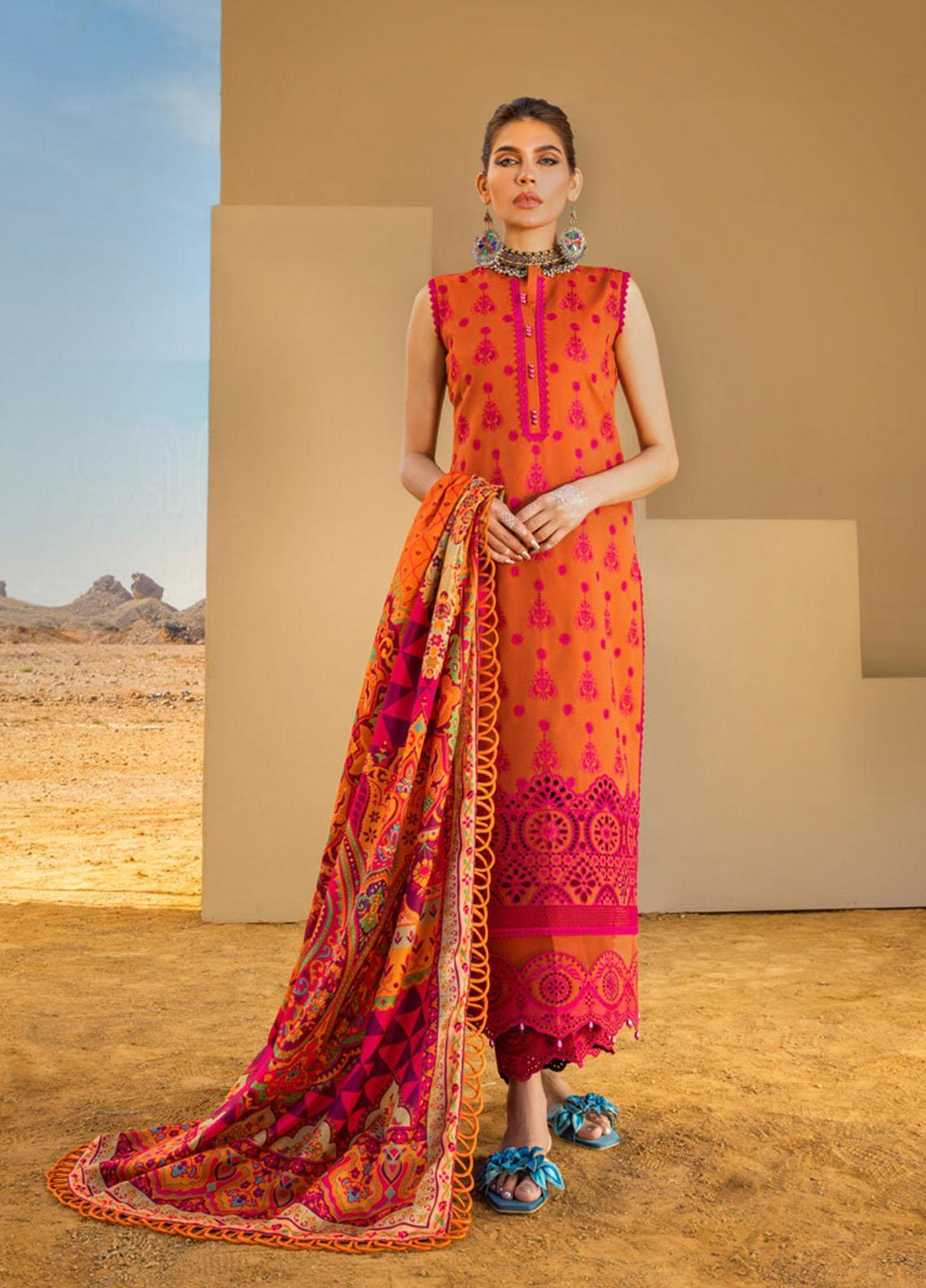 Zainab Chottani Embroidered Lawn Suits Unstitched 3 Piece GUNJAL ZC23CHN 03-B - Luxury Lawn Collection