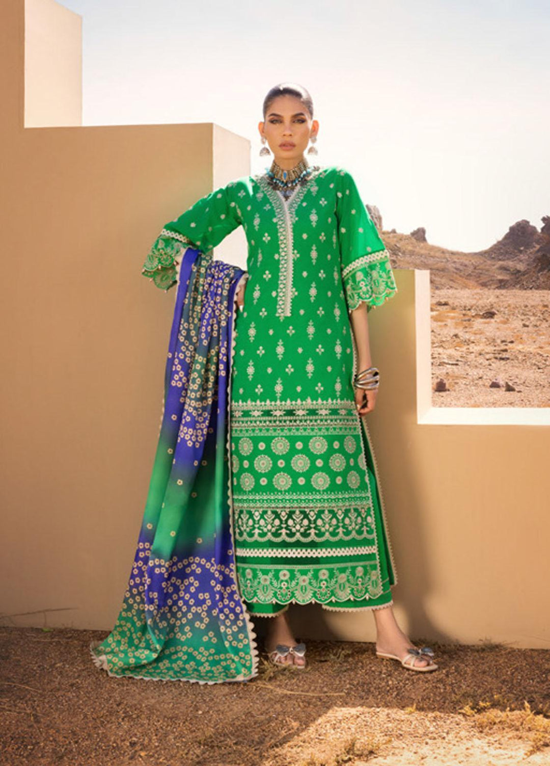 Zainab Chottani Embroidered Lawn Suits Unstitched 3 Piece CHUNARI ZC23CHN 05-A - Luxury Lawn Collection