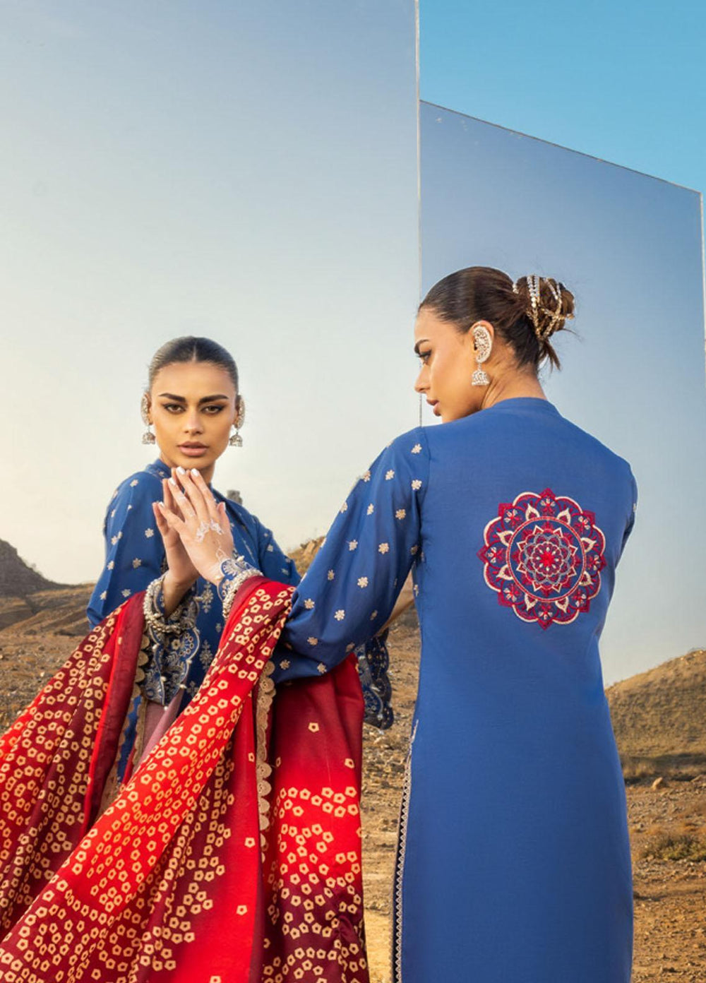 Zainab Chottani Embroidered Lawn Suits Unstitched 3 Piece CHUNARI ZC23CHN 05-B - Luxury Lawn Collection