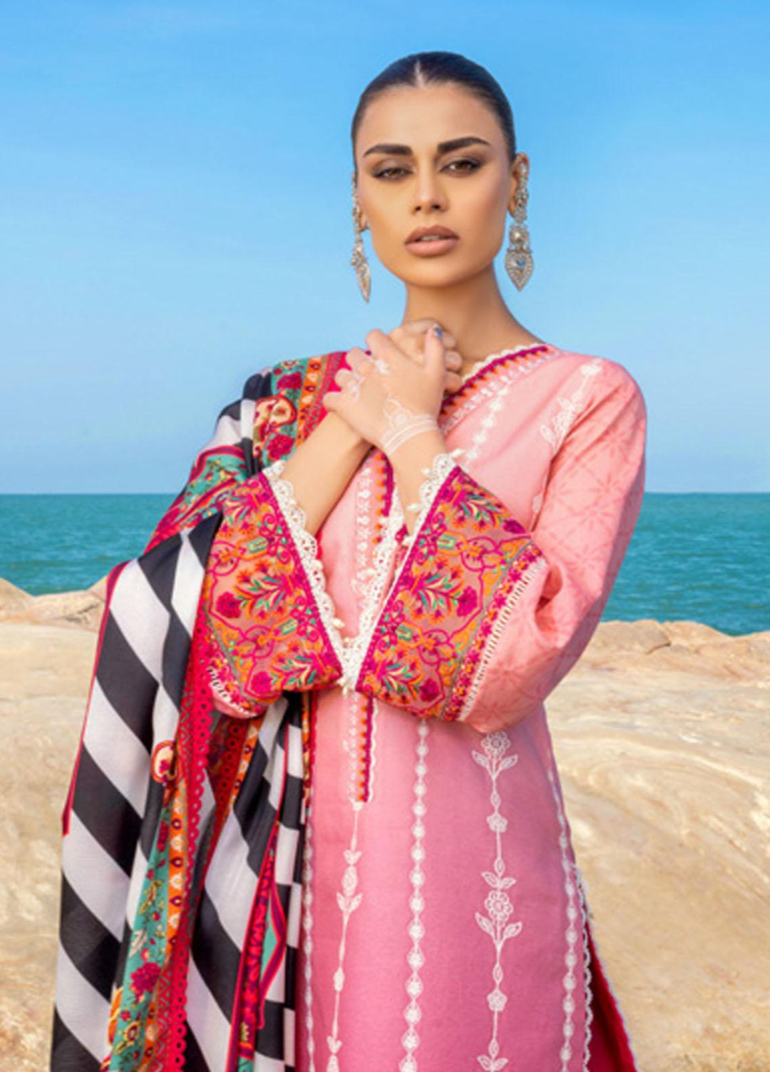Zainab Chottani Embroidered Lawn Suits Unstitched 3 Piece SHANZEY ZC23CHN 06-A - Luxury Lawn Collection