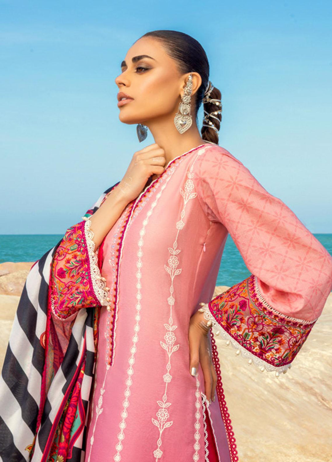 Zainab Chottani Embroidered Lawn Suits Unstitched 3 Piece SHANZEY ZC23CHN 06-A - Luxury Lawn Collection