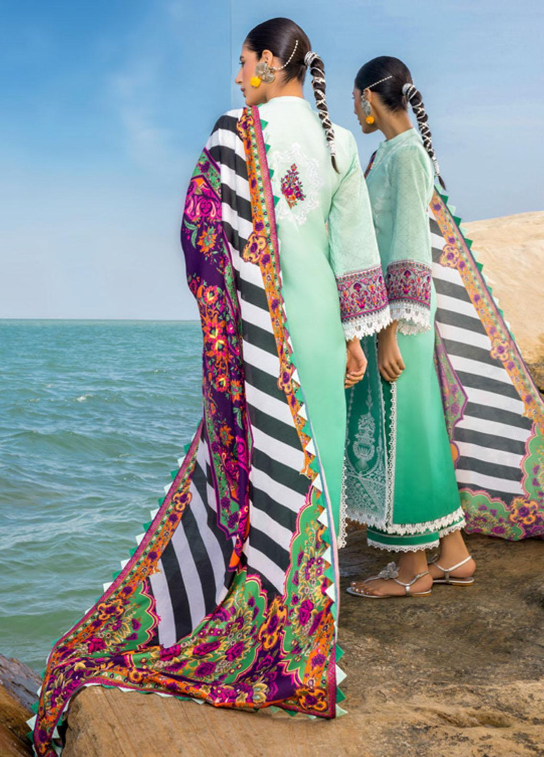 Zainab Chottani Embroidered Lawn Suits Unstitched 3 Piece SHANZEY ZC23CHN 06-B - Luxury Lawn Collection