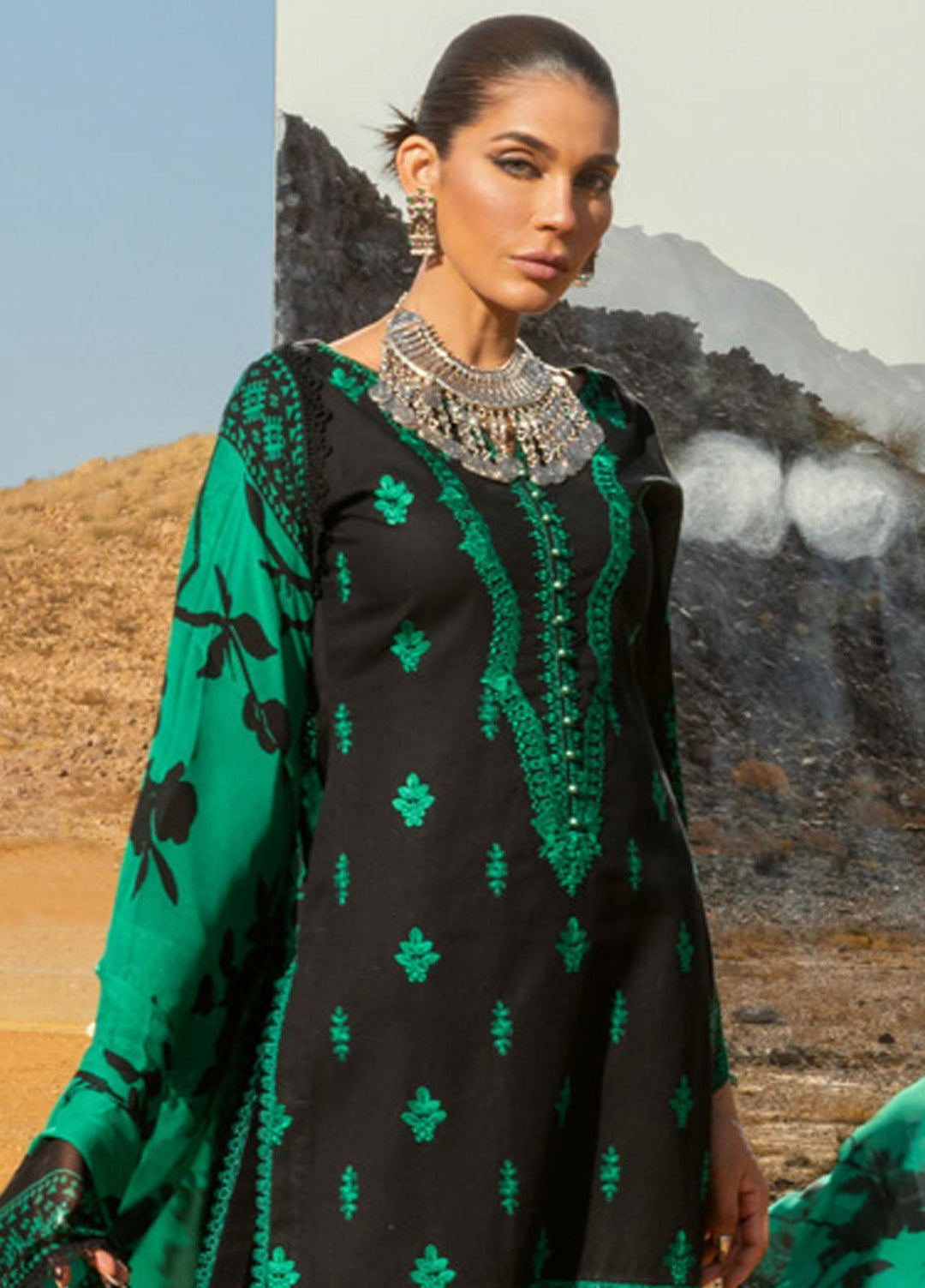 Zainab Chottani Embroidered Lawn Suits Unstitched 3 Piece MAHAL ZC23CHN 07-B - Luxury Lawn Collection