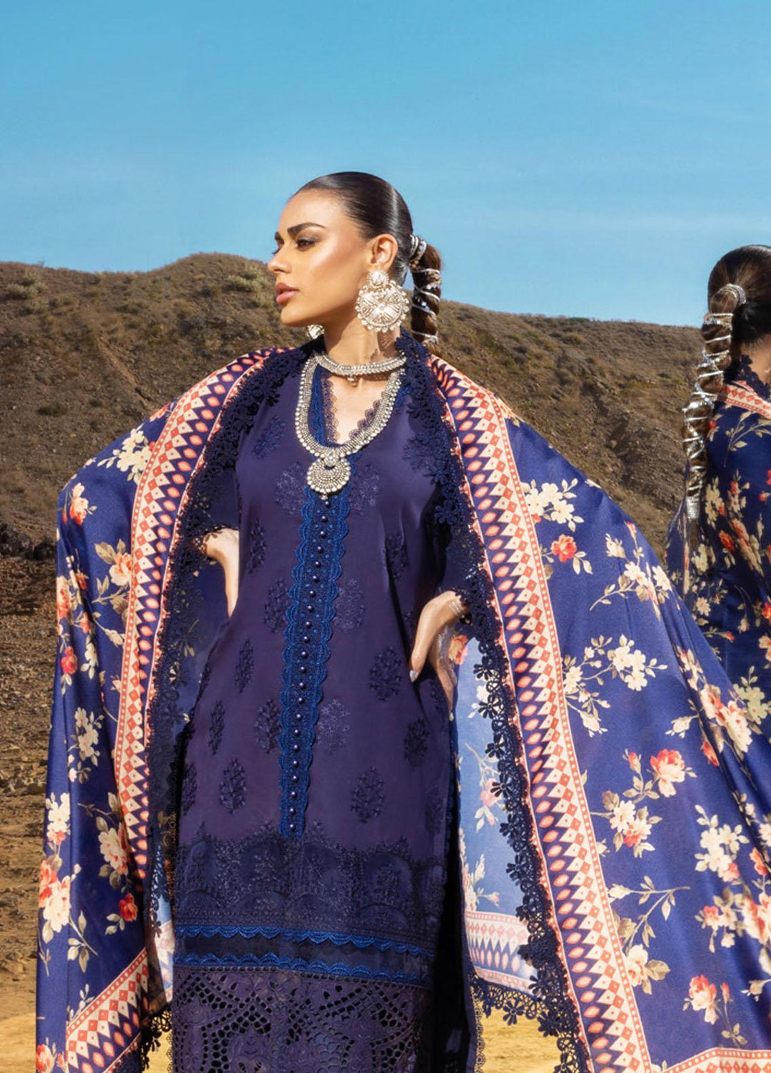 Zainab Chottani Embroidered Lawn Suits Unstitched 3 Piece MAAH EKAAN ZC23CHN 09-B - Luxury Lawn Collection