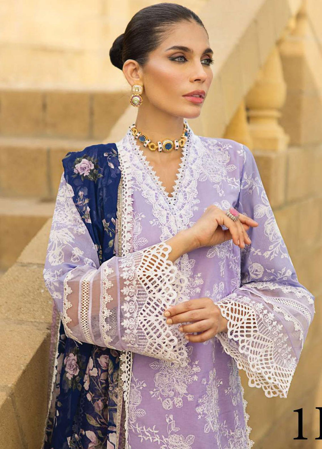Zainab Chottani Embroidered Lawn Suits Unstitched 3 Piece ZC23L 1B - Luxury Collection