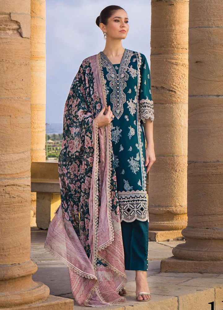 Zainab Chottani Embroidered Lawn Suits Unstitched 3 Piece ZC23L 2B - Luxury Collection