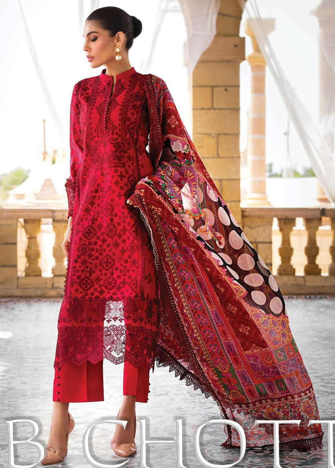 Zainab Chottani Embroidered Lawn Suits Unstitched 3 Piece ZC23L 3A - Luxury Collection