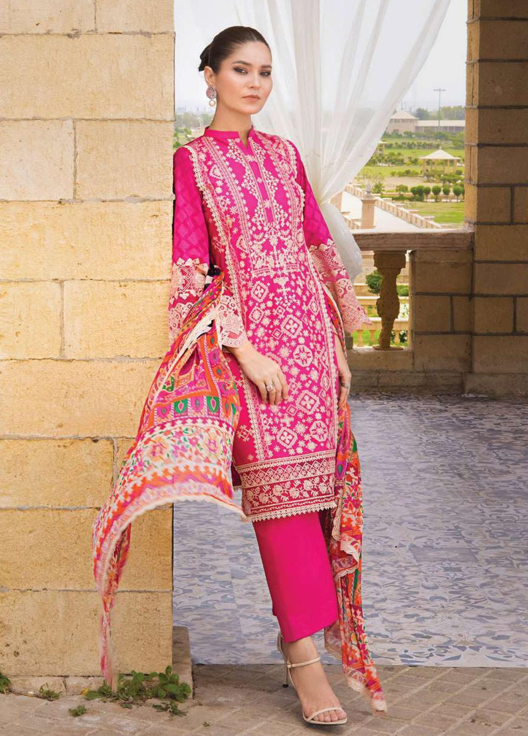 Zainab Chottani Embroidered Lawn Suits Unstitched 3 Piece ZC23L 3B - Luxury Collection