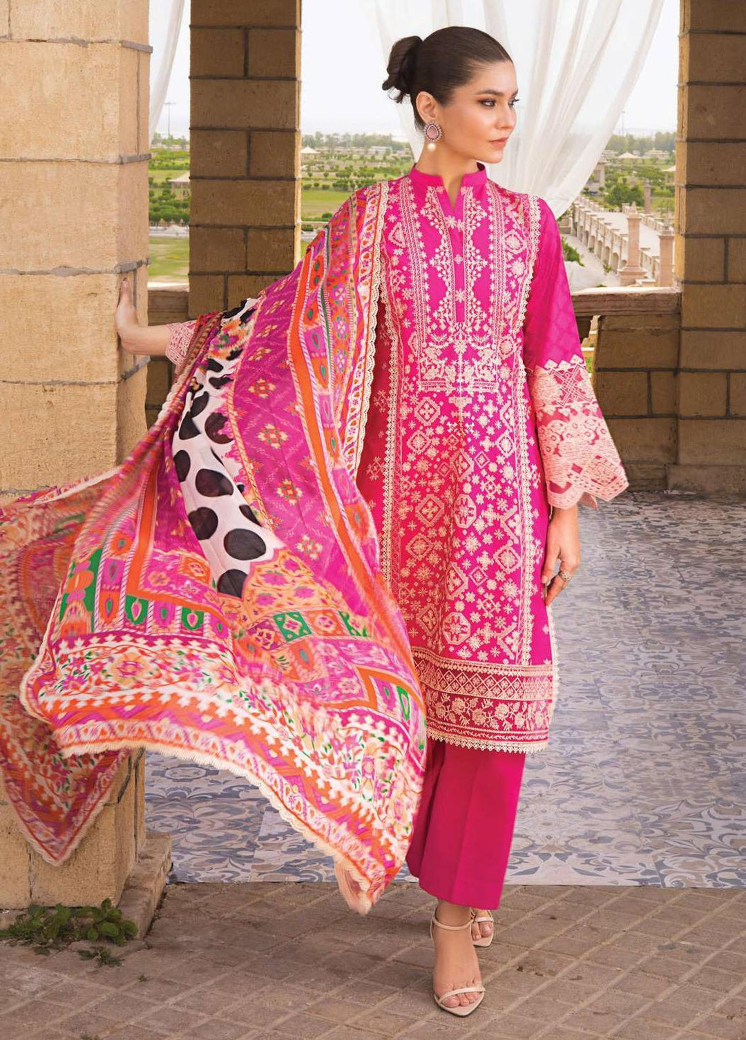 Zainab Chottani Embroidered Lawn Suits Unstitched 3 Piece ZC23L 3B - Luxury Collection