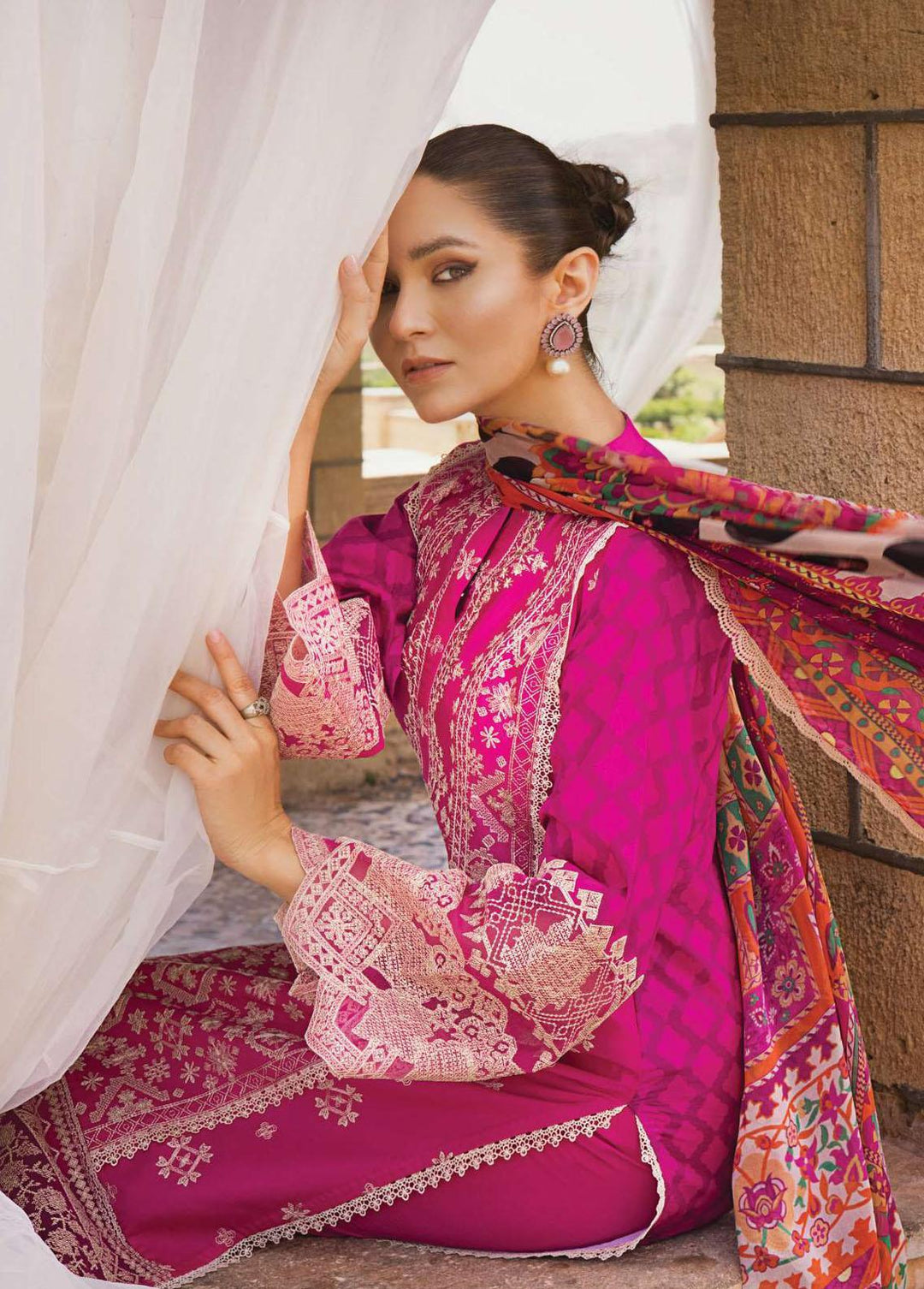 Zainab Chottani Embroidered Lawn Suits Unstitched 3 Piece ZC23L 3B - Luxury Collection