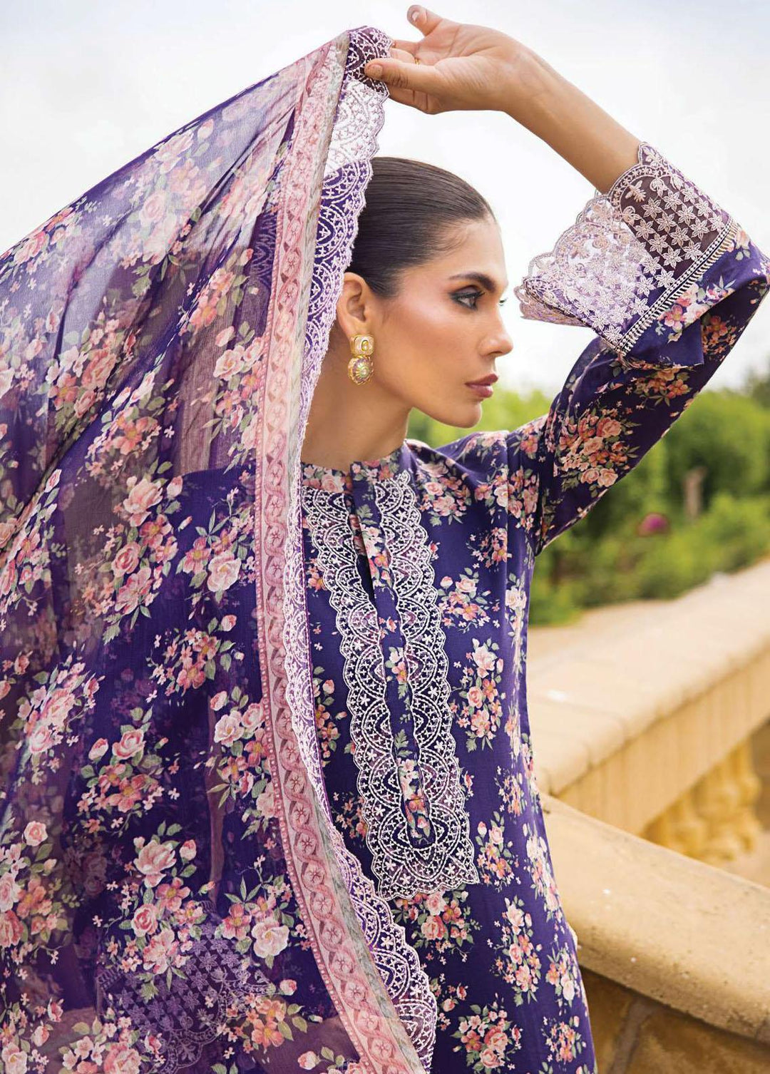 Zainab Chottani Embroidered Lawn Suits Unstitched 3 Piece ZC23L 6B - Luxury Collection