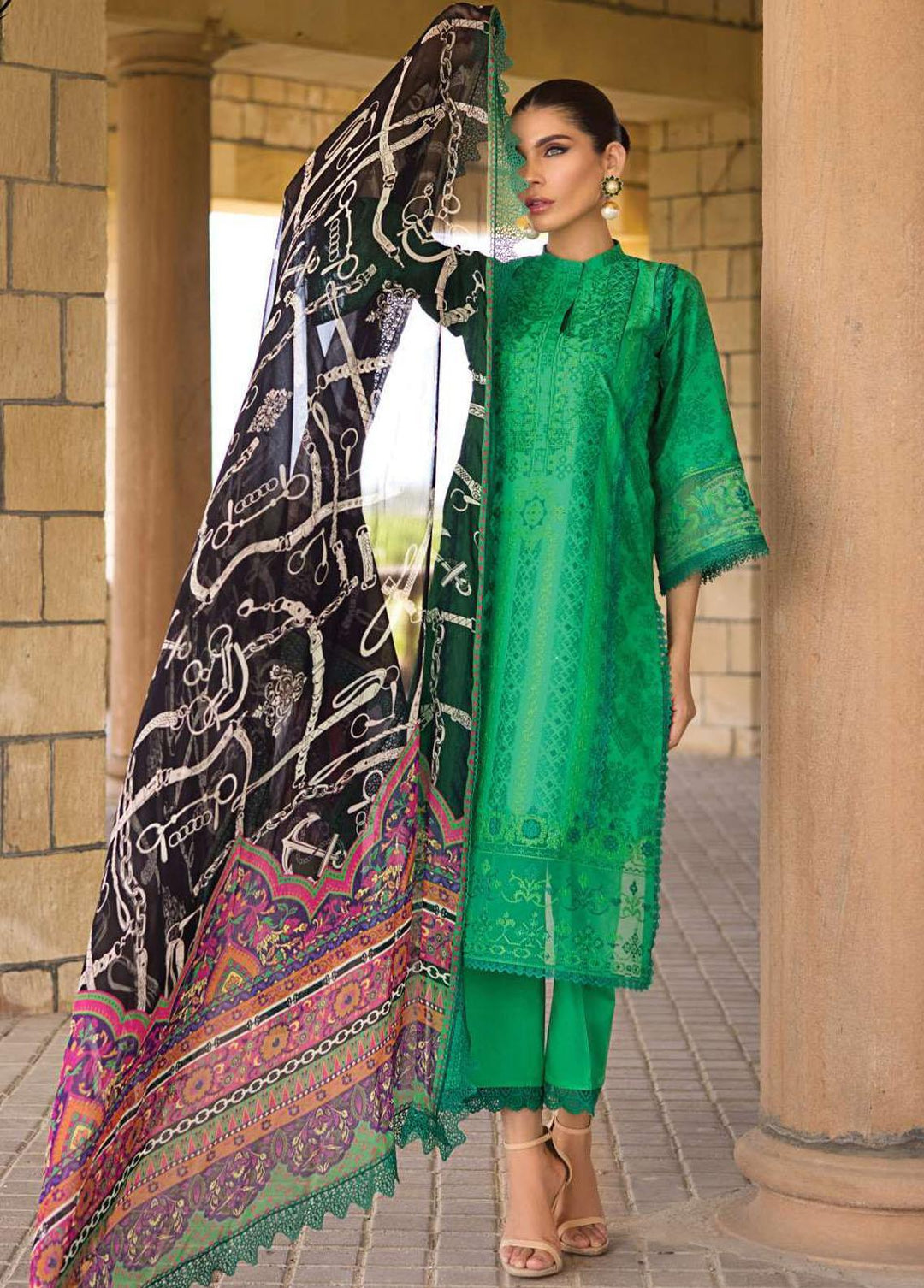 Zainab Chottani Embroidered Lawn Suits Unstitched 3 Piece ZC23L 7A - Luxury Collection