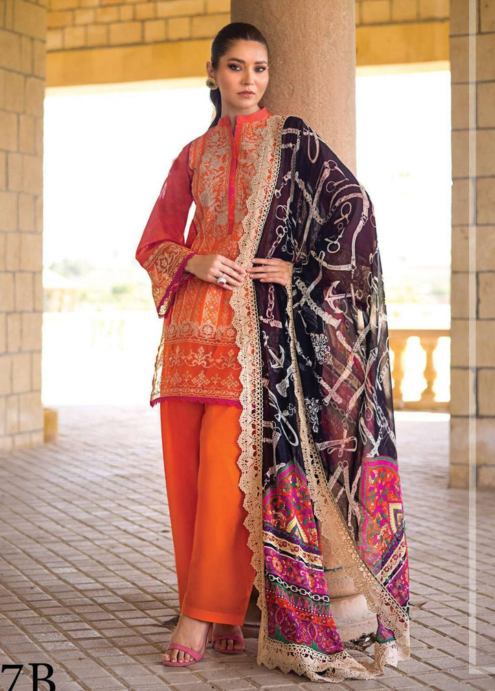 Zainab Chottani Embroidered Lawn Suits Unstitched 3 Piece ZC23L 7B - Luxury Collection